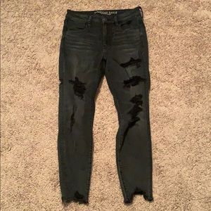 American Eagle Black Distressed Jeans